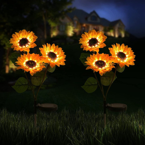 Solar Sunflower Décoration Lumière LED Garden Light Paysage Lumière de paysage, Spécifications: Trois têtes SH95021275-07