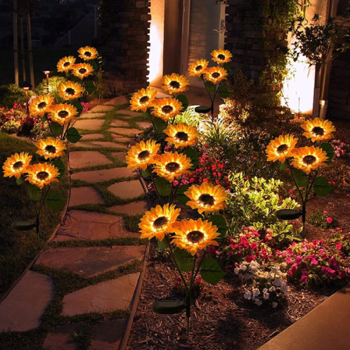 Solar Sunflower Décoration Lumière LED Garden Light Paysage Lumière de paysage, Spécifications: Trois têtes SH95021275-07