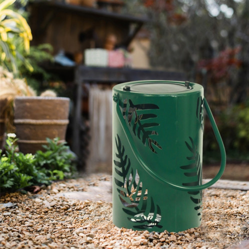 L3337 Solar Lawn Light Outdoor Etanchemin de jardin décoration de jardin creux de fer lanterne (vert) SH201A650-07