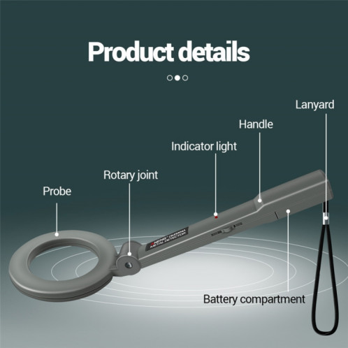 ANENG DM3004 Détecteur de métaux de poche de poche Haute précision Station de sensibilité à l'aéroport Détecteur de détection de l'aéroport Sans batterie SA6601581-07