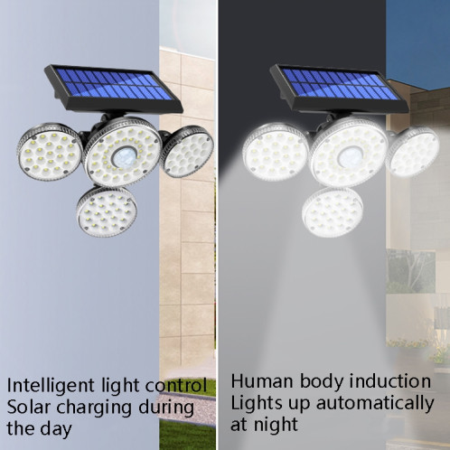 TG-TY051 4-HEAD ROTABLE SOLAR SOLAIRE Capteur de corps Capteur de corps en plein air Couleur étanche Couleur étanche Éclairage Street Light, Spec: 228 LED avec RC SH16081554-07