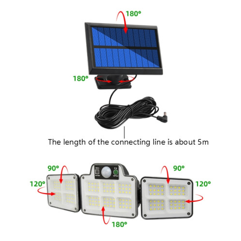 134 LED Solar Split Type Courtyard Lampe de couloir à l'imperméable extérieur Jardin Human Sensing Sensing Street Light SH3301560-07