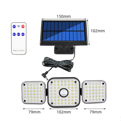 112 LED Solar Split Type Type Courtyard Lampe de couloir à l'eau extérieure Jardin Human Corps Sensing Saint Lumière de rue SH33021710-07