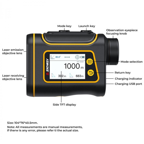 SnDway RangeFinder Instrument de mesure de golf de télescope extérieur, modèle: SW800B 800M SS11011852-012