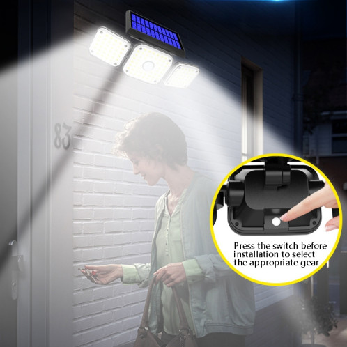 112 lumières murales rotatives à 3 têtes solaires LED à 3 têtes humains Sens de jardin imperméable extérieur extérieur SH1601186-07