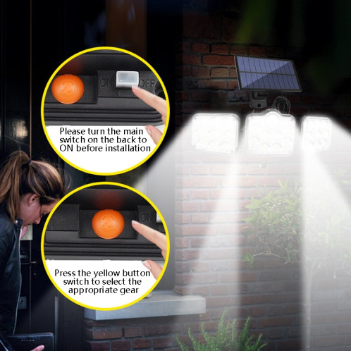 TG-TY075 Solar 3-Head RotaTable Feuille murale Sensation de corps Sensation de jardin imperméable en plein air, style: 138 LED Splitable SH29011649-07