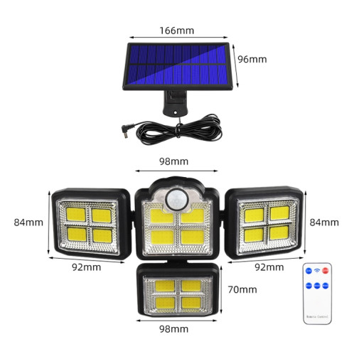 TG-TY085 Feuille murale rotative solaire à 4 têtes avec télécommande Sensation de corps en plein air Lampe de jardin imperméable, style: 198 COB séparé SH3007400-07