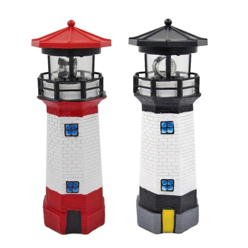 Décoration de jardin extérieure Phare solaire Résine LED Lumière tournante (Blanc rouge) SH301A80-06