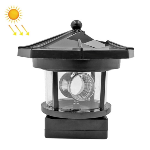 Lighthouse rotatif en plein air imperméable à l'étanche de la décoration de jardin d'induction de la décoration de jardin (noir) SH901B834-06
