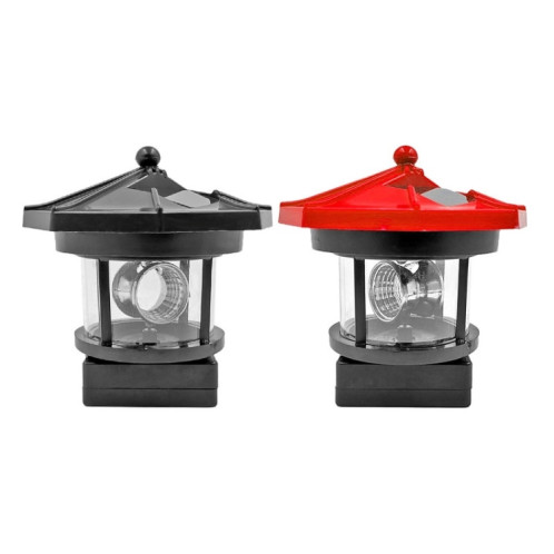 Lighthouse rotatif en plein air imperméable à l'étanche de la décoration de jardin d'induction de la décoration de jardin (noir) SH901B834-06