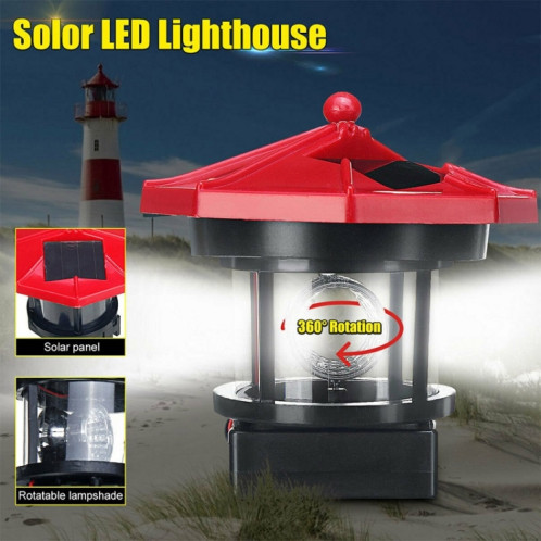 Lighthouse rotatif en plein air imperméable à l'étanche de la décoration de jardin d'induction de la décoration de jardin (noir) SH901B834-06