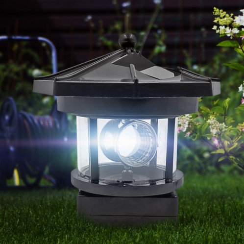 Lighthouse rotatif en plein air imperméable à l'étanche de la décoration de jardin d'induction de la décoration de jardin (noir) SH901B834-06