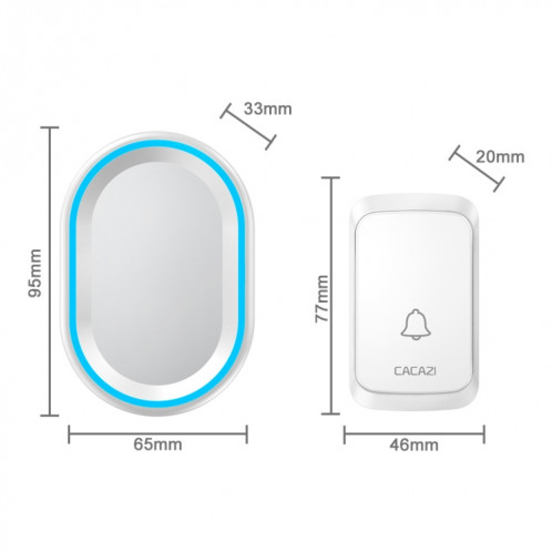 Cacazi A80 1 pour 1 sonnette de musique sans fil sans batterie, bougie: bouche EU (blanc) SC402B1942-07