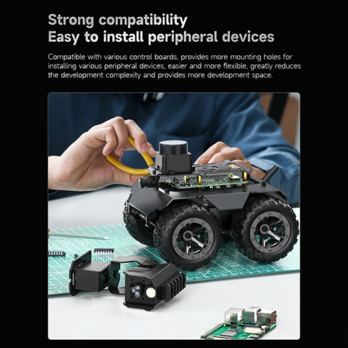 Châssis de robot mobile extensible et flexible Waveshare WAVE ROVER 4WD, module ESP32 intégré () SW901B950-020