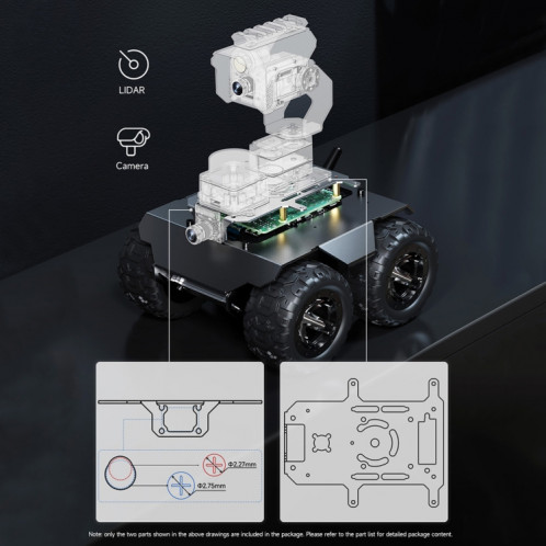 Châssis de robot mobile extensible et flexible Waveshare WAVE ROVER 4WD, module ESP32 intégré () SW901B950-020