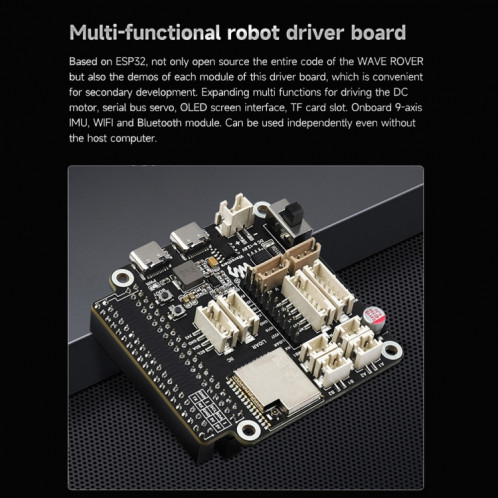 Châssis de robot mobile extensible et flexible Waveshare WAVE ROVER 4WD, module ESP32 intégré () SW901B950-020