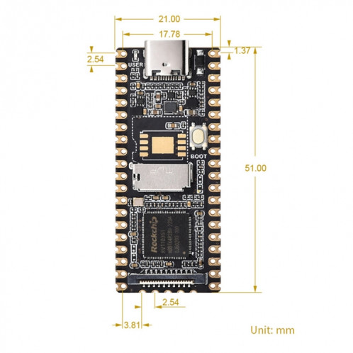 Waveshare LuckFox Pico RV1103 Carte de développement micro Linux avec en-tête SW5802139-012