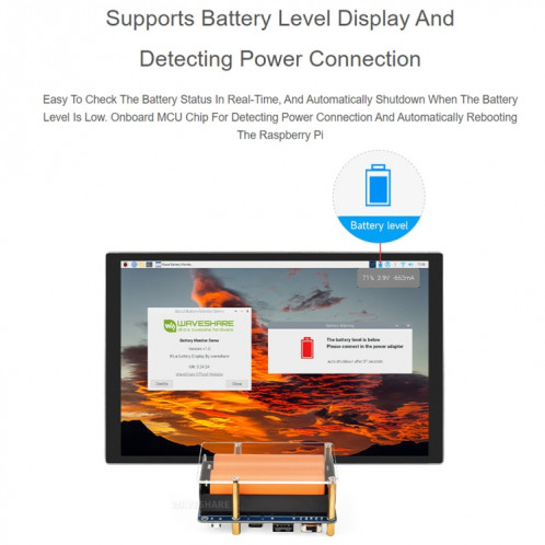 Waveshare 25567 pour Raspberry Pi UPS HAT (D), connecteur Pogo Pins, sans batterie SW6859533-014