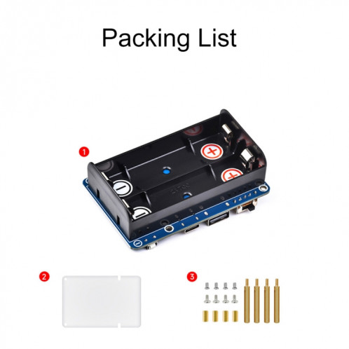Waveshare 25567 pour Raspberry Pi UPS HAT (D), connecteur Pogo Pins, sans batterie SW6859533-014