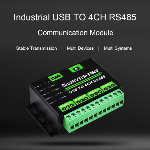 Waveshare 25219 Convertisseur USB industriel vers 4Ch RS485 SW687391-010