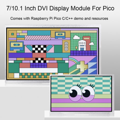 Waveshare 7 pouces pour Raspberry Pi Pico 1024 × 600 pixels, panneau IPS, module d'affichage DVI SW830187-010