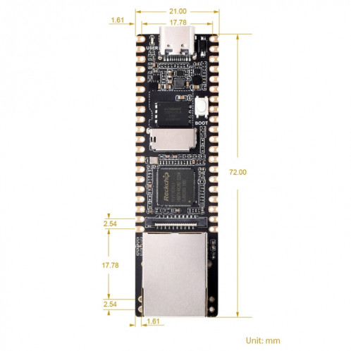 Carte de développement Micro Linux Waveshare LuckFox Pico Plus RV1103, avec port Ethernet sans en-tête SW2102509-014