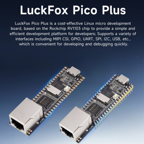 Carte de développement Micro Linux Waveshare LuckFox Pico Plus RV1103, avec port Ethernet sans en-tête SW2102509-014