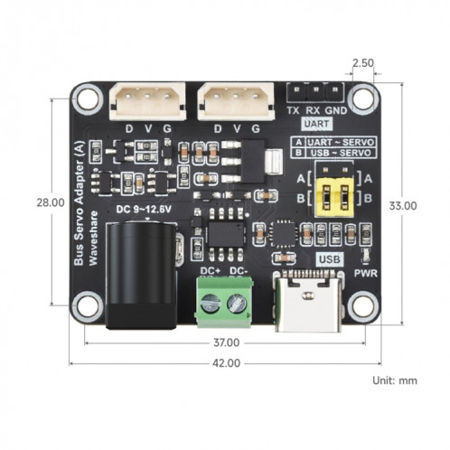 Carte de pilote de servo de bus série Waveshare 25514, pour servos de bus série série ST/SC SW69221047-012