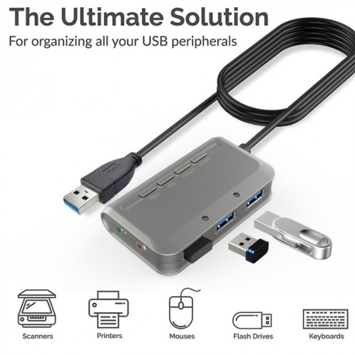 MB-103 USB 3.1 Hub sans voiture à trois ports + 7.1 Changeur vocal Changeur Secteur d'accueil haute vitesse, Durée du câble: 1,2 m (1 à 3) SH501A299-07