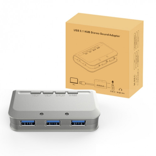 MB-103 USB 3.1 Hub sans voiture à trois ports + 7.1 Changeur vocal Changeur Secteur d'accueil haute vitesse, Durée du câble: 1,2 m (1 à 3) SH501A299-07
