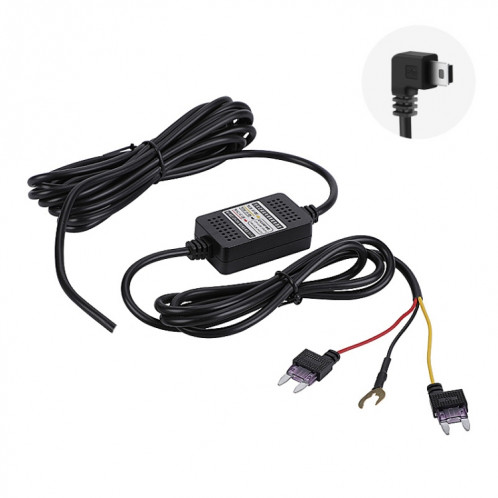 H516 Enregistrement Step-Down Line Rétrécissement Vidéo Vidéo Chargeur Line Ligne de stationnement Surveillance du parking Cordon d'alimentation à trois cœurs, Modèle: avec fusible (mini coude droit) SH301A1119-07