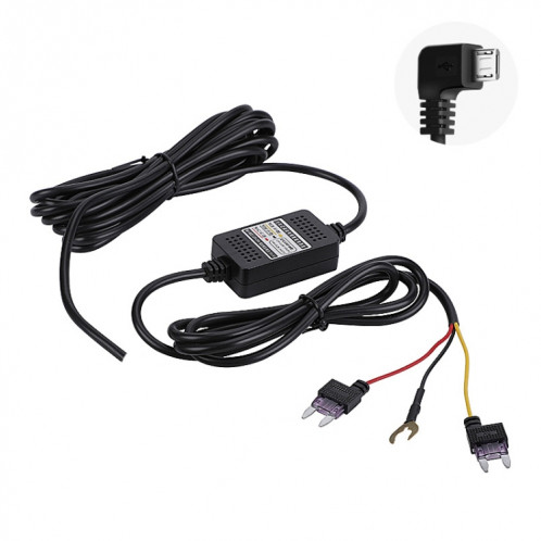 H516 Enregistrement Step-Down Line Rétrécissement Vidéo Vidéo Chargeur Line Ligne de stationnement Surveillance du parking Cordon d'alimentation à trois cœurs, Modèle: avec fusible (coude micro droit) SH301F465-07