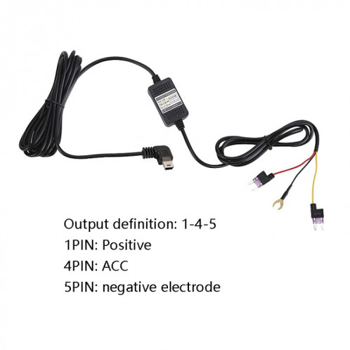 H516 Enregistrement Step-Down Line Rétrécissement Vidéo Vidéo Chargeur Line Ligne de stationnement Surveillance du parking Cordon d'alimentation à trois cœurs, Modèle: avec fusible (coude micro droit) SH301F465-07