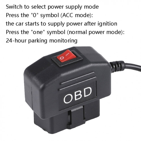 Chargeur de voiture H508 OBD Cordon d'alimentation de l'enregistreur de conduite 12 / 24V à 5V avec commutateur Ligne de protection basse pression, Spécification: Micro gauche COUBOW SH38051754-08