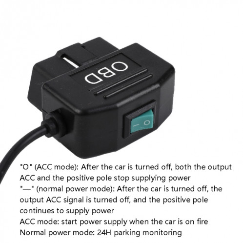 H507 Enregistreur de conduite OBD Step-Bas ligne ACC Cordon d'alimentation à trois cœurs 12 / 24V à 5V 3A Ligne de protection basse pression, Spécification: mini coude droit SH48031954-07