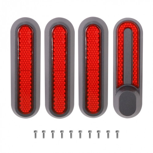 Couverture décorative à quatre voies de roue de scooter à quatre voies avec bandes réfléchissantes et vis pour Xiaomi Mijia 1S / Pro 2 (rouge) SH401A48-06