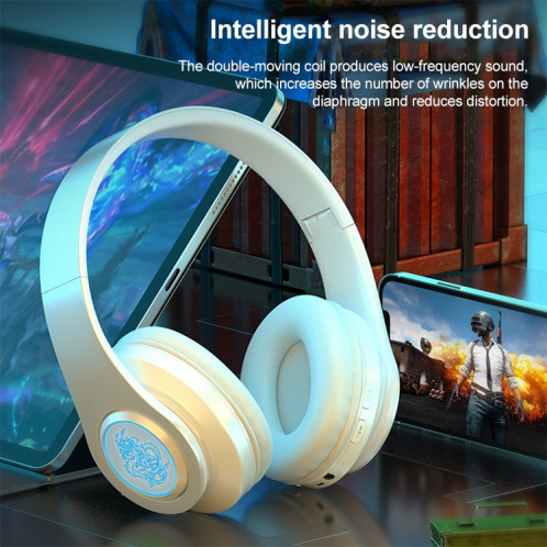 B39 Casque Bluetooth sans fil Bluetooth Subwoofer avec carte de lumière respiratoire TF Carte (Blanc) SH801D524-07