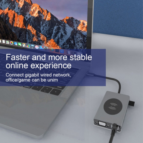 BX15W USB HUB Type-C Station d'accueil avec fonction de charge sans fil (15 en 1) SH001A1218-07
