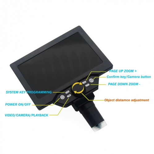 G1200D 7 pouces écran LCD 1200x Microscope de support électronique numérique électronique portable (branchement au Royaume-Uni sans batterie) SH801D380-06