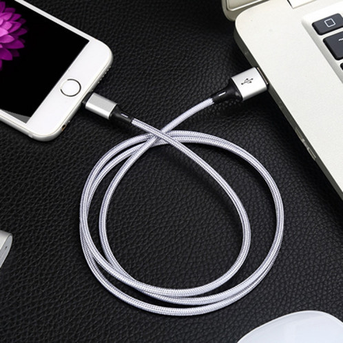 4 PCS 2.4A USB-C / TYPE-C pour le câble de données de la synchronisation rapide de l'USB tressé, Longueur: 0.25m (argent) SH7608430-07