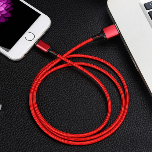 4 PCS 2.4A USB-C / TYPE-C pour le câble de données de la synchronisation rapide de l'USB tressé, de la longueur: 2M (rouge) SH76131600-07