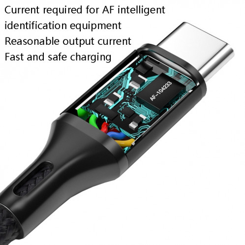 4 PCS 2.4A USB-C / TYPE-C pour le câble de données de la synchronisation rapide de l'USB tressé, de la longueur: 2M (noir) SH76151987-07