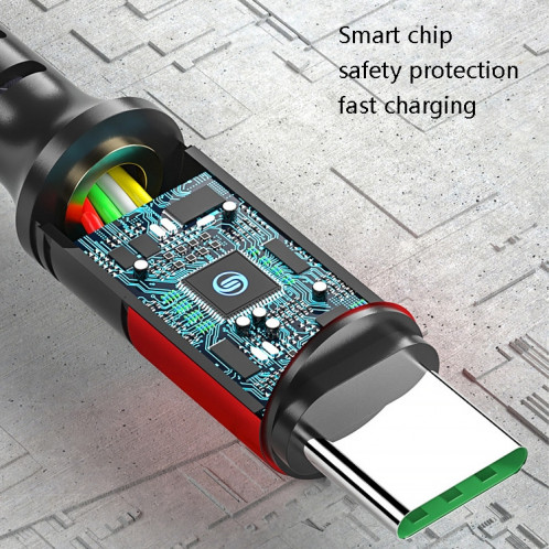 3 en 1 USB à Dual Type-C + Micro USB Câble de données de la synchronisation rapide, sortie: 3a (bleu) SH8504176-07