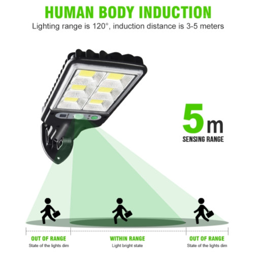 Solar Street Light LED Human Corps Induction Lumière de jardin, Spécifications: 616B-72 COB SH45021734-07