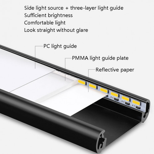 Lampe à LED sans fil automatique intelligente du corps humain 40cm (noir + lumière blanche) SH802A618-08