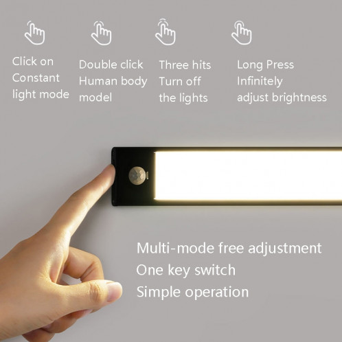 Lampe à LED sans fil automatique intelligente du corps humain 40cm (noir + lumière blanche) SH802A618-08