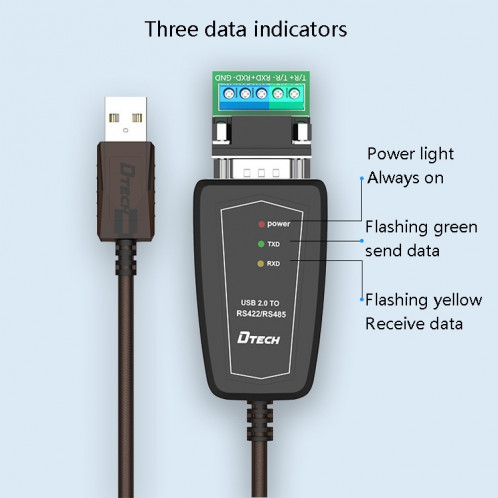 DTECH DT-5019 USB au câble de conversion RS485 / RS422, puce FT232, longueur: 0.5m SD9201579-07