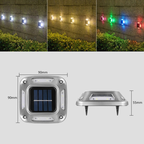 Lampe murale solaire à 8 LED en acier inoxydable en acier inoxydable extérieur (lumière colorée) SH101C1444-07