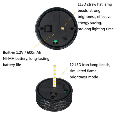 Lumière de pelouse de cylindre étanche de l'étanchéité à l'eau solaire, style: flamme de simulation SH8503791-07