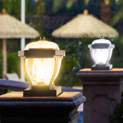 2 LED Solaire Étanche Etanche Jardin, Style: Blanc Capuchon de la colonne de lumière SH23031630-06